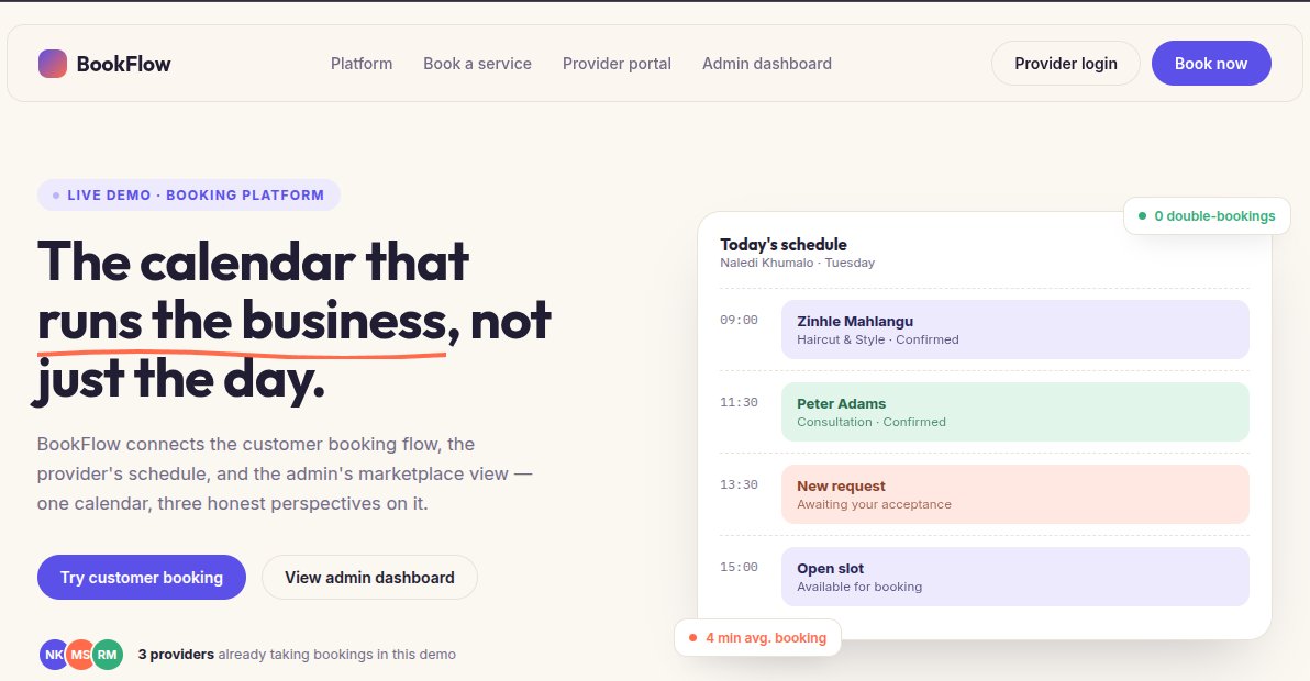 BookFlow booking platform homepage